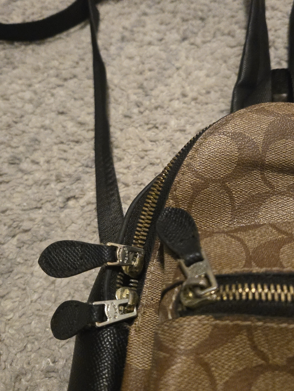 Coach Mini Charlie Backpack Signature Canvas Brown Black Small Travel Bag - Picture 16 of 16